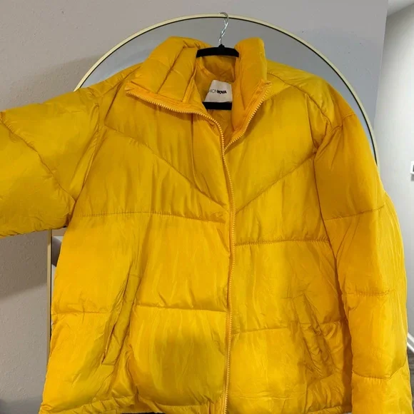 Fashion Nova Bright Yellow Puffer Jacket - Picture 2 of 6